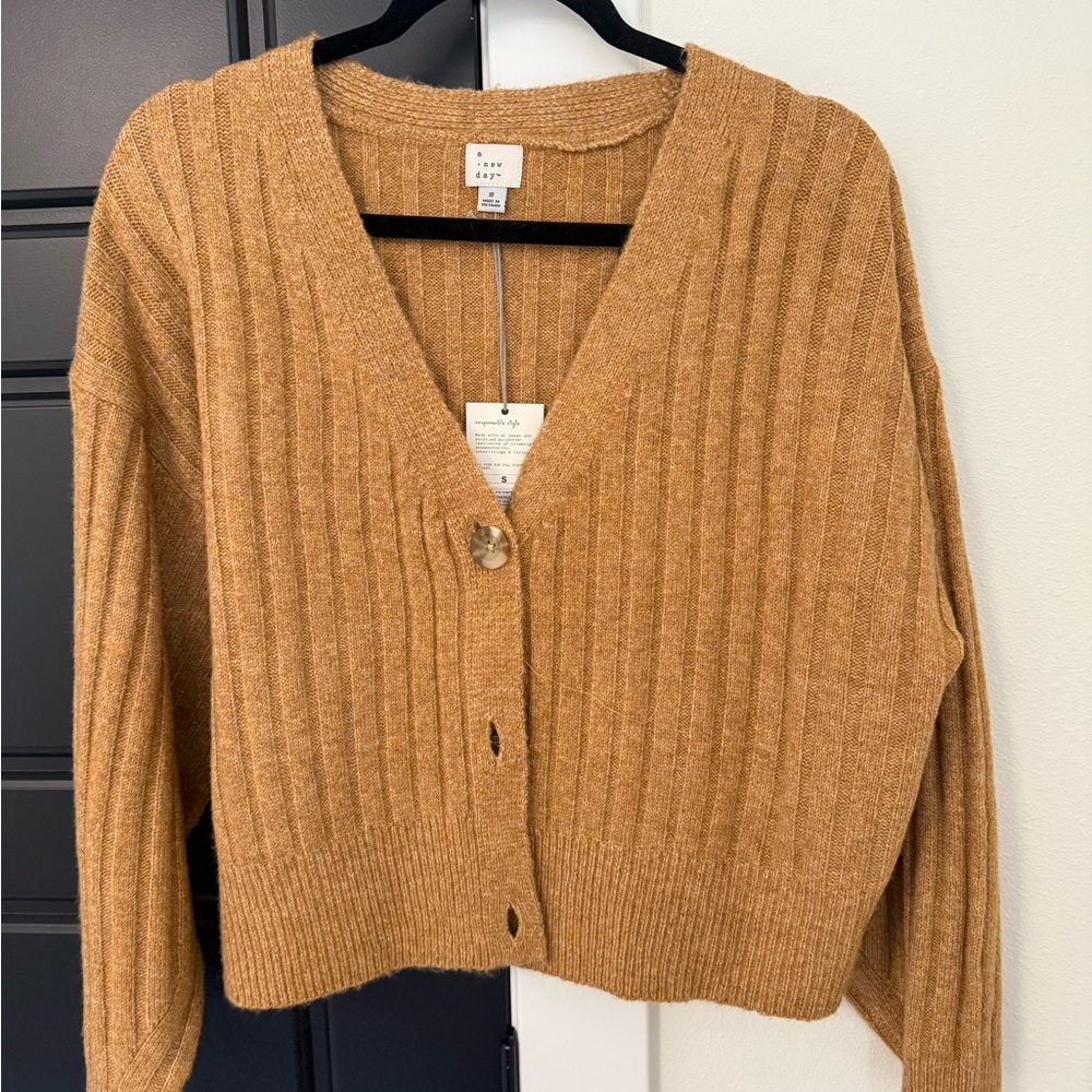 a new day Camel Ribbed Cardigan